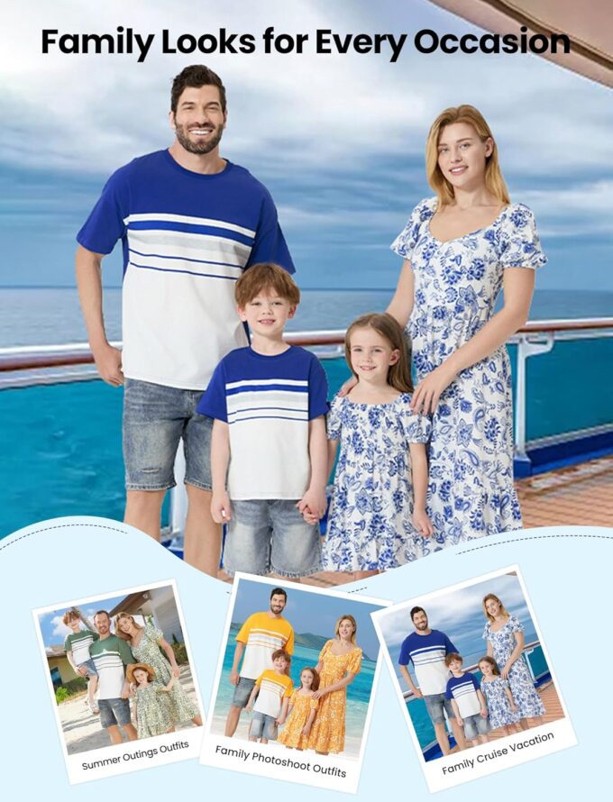 PATPAT Family Matching Summer Outfits, Mommy and Me Matching Shirts Dresses Paisley Print Matching Dresses for Family – Bild 2