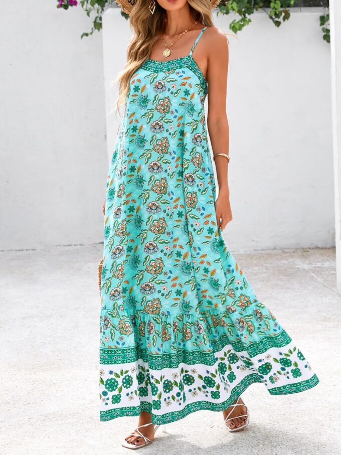 BTFBM Casual Women Summer Maxi Dresses 2025 Loose Sleeveless Sundress Spaghetti Strap Boho Long Dress Vacation – Bild 5