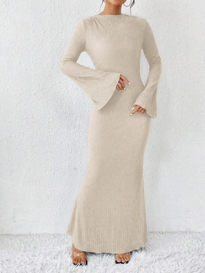 Narecte Fall Dresses for Women 2025 Maxi Dresses Solid Color Boho Dress Flare Sleeve Bodycon Dress – Bild 2