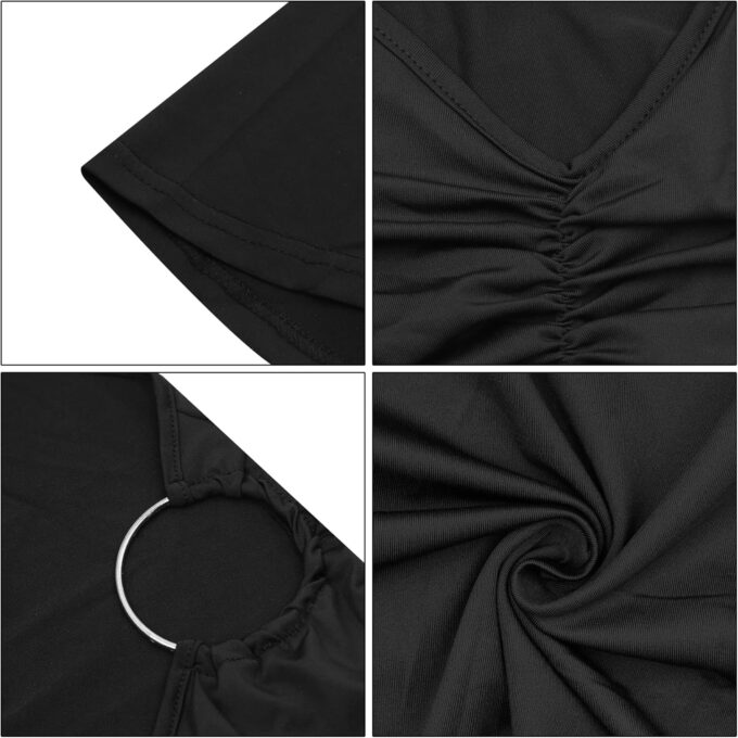 Women's Sexy One Shoulder Backless Maxi Dress Elegant Ruched O Ring Sleeveless Evening Dress Long Gown Cocktail Dress – Bild 6