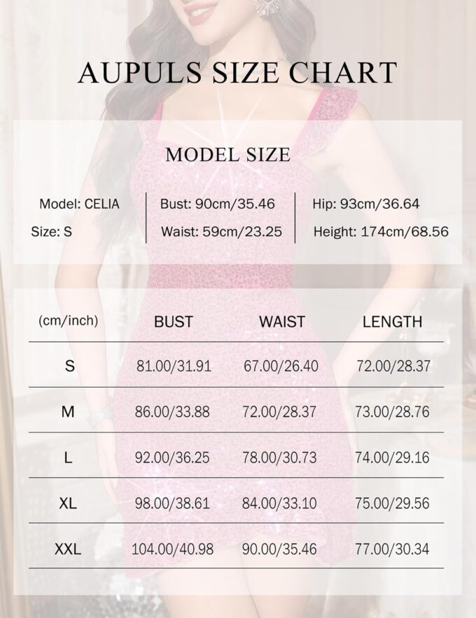 Aupuls Women's Sparkly Sequin Dress Bodycon Mini Short Disco Homecoming Party Club Dresses – Bild 6