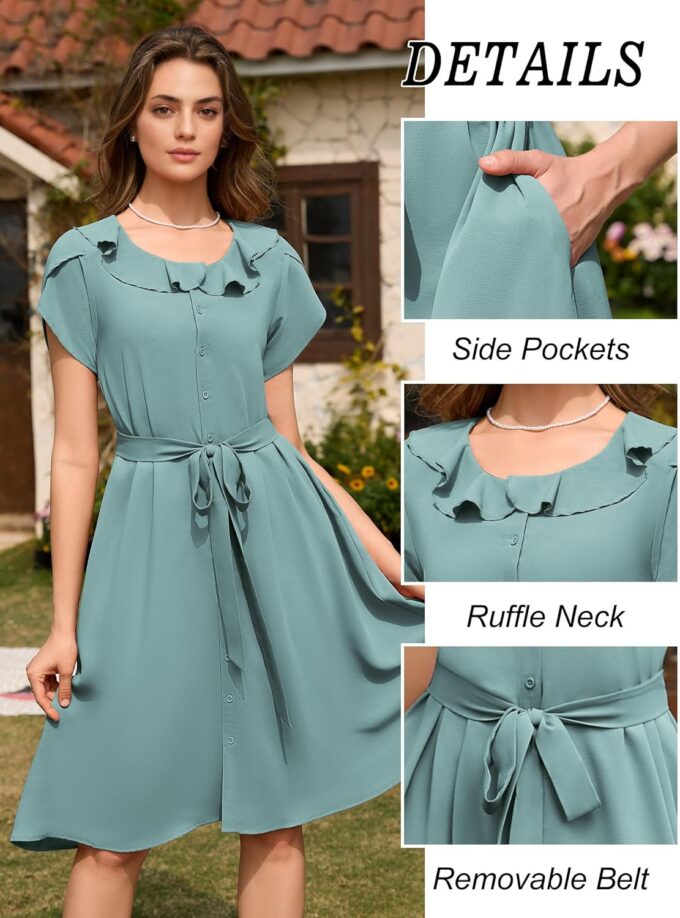 Wedtrend Women's Vintage Dresses with Pocket Midi Retro Cocktail Dress Tea Party Church 1950s Dresses for Women – Bild 4