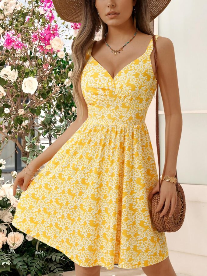 MSBASIC Womens Summer Dresses 2025 Sleeveless V Neck Mini Elastic Wide Strap Beach Vacation Sun Dress – Bild 3