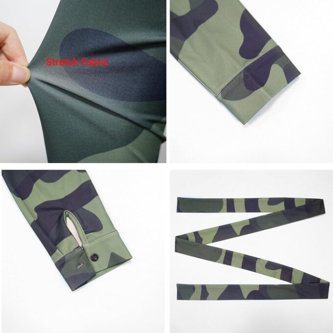 Plus Size Camo Maxi Dress for Women Stretchy V Neck Button Belt A-Line African Outfits with Pockets S-5XL – Bild 7
