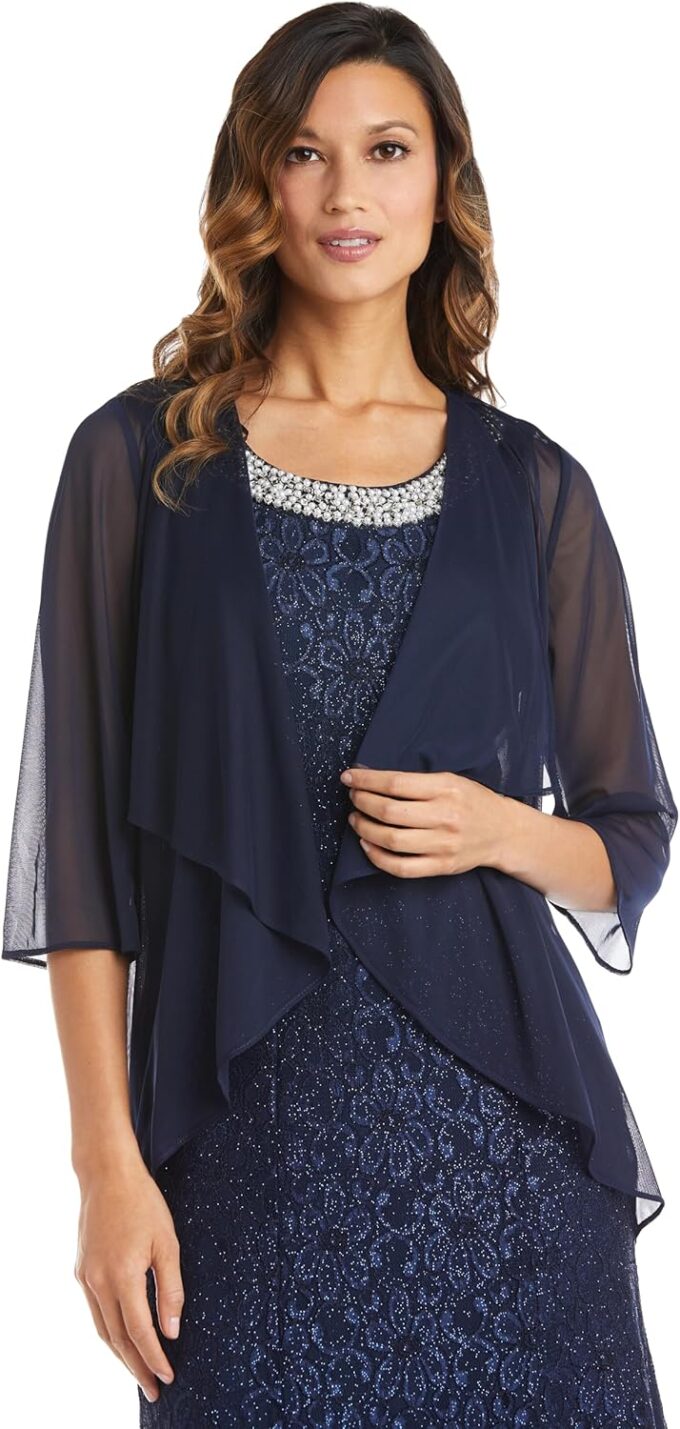 R&M Richards Womens Jacket 2PC Evening Dress – Bild 2