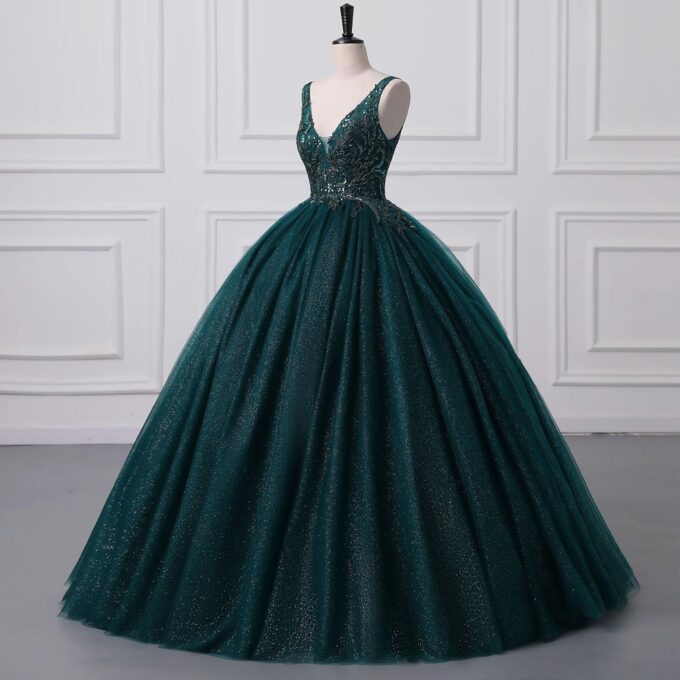 Engerla Women's Beading Sweetheart Ball Gown Tulle Layed Long Quinceanera Dress – Bild 6
