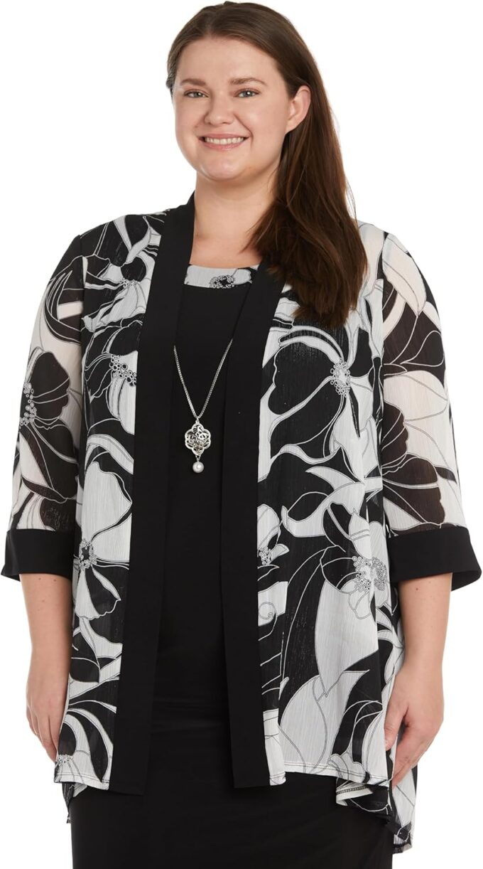 R&M Richards Womens 2PC Printed Two Piece Dress – Bild 2