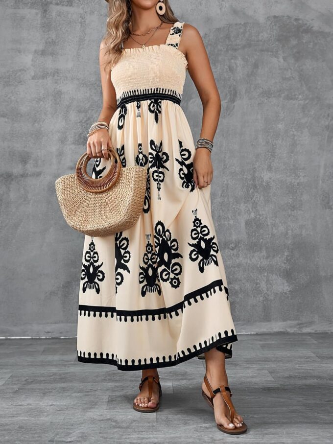 Womens Square Neck Boho Maxi Dress Casual Long Spring Summer Dresses Sundresses for Women Beach Vacation 2025 – Bild 3
