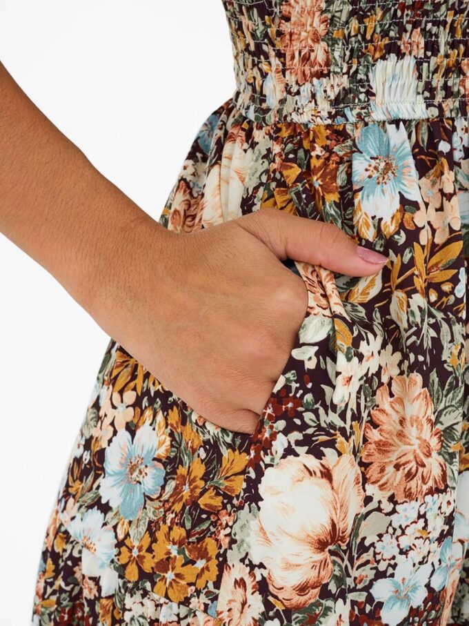 LILLUSORY Womens Square Neck Floral Ruffle Sleeve Maxi Dress 2025 Smocked Boho Vintage Sundress with Pockets – Bild 6