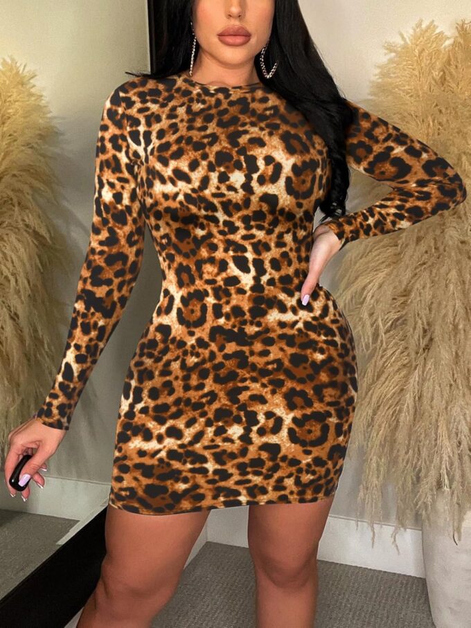 Women's Long Sleeve Bodycon Dress - Mini Spring Fall Club Party Fitted Tight Pencil Dresses – Bild 4