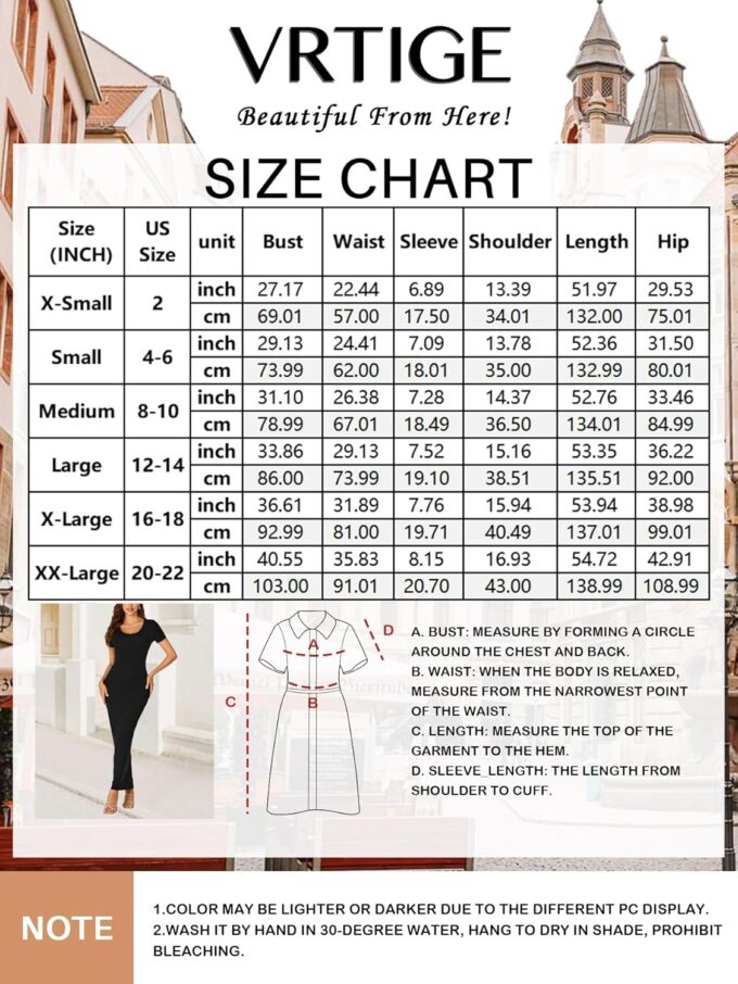 Vrtige Damen Elegant Rundhals Kurzarm Bodycon Bleistift Lang Maxikleid – Bild 7