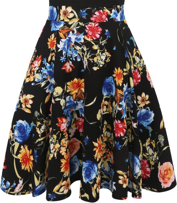 oxiuly Women's Vintage Off Shoulder Pockets Casual Floral A-Line Party Cocktail Swing Dress OX232 – Bild 5