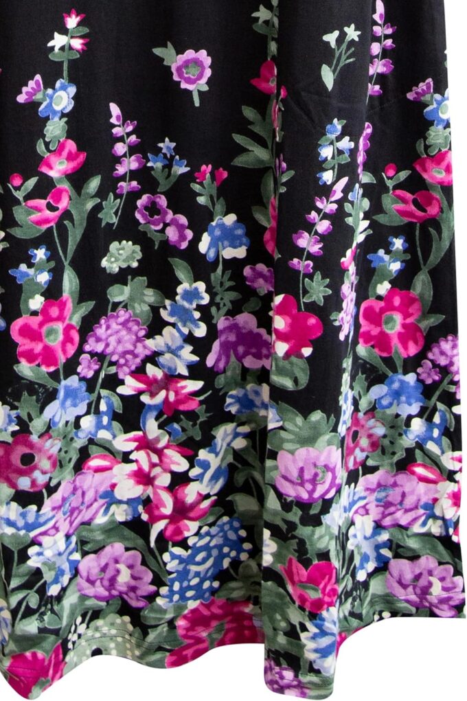 LA CERA Women's Printed 100% Cotton Dress, Scoop Neck, Short Sleeves, Floral Print, Two Side Seam Pockets, A-Line – Bild 5