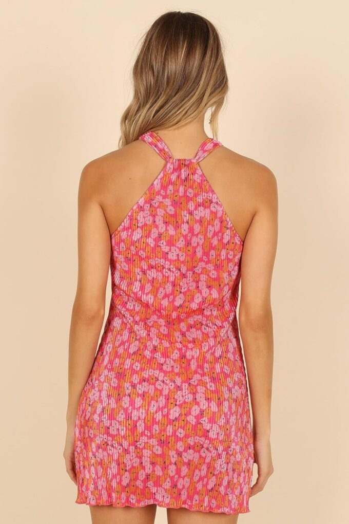 Petal & Pup Women's Melody Plisse Halter Mini Dress – Bild 3