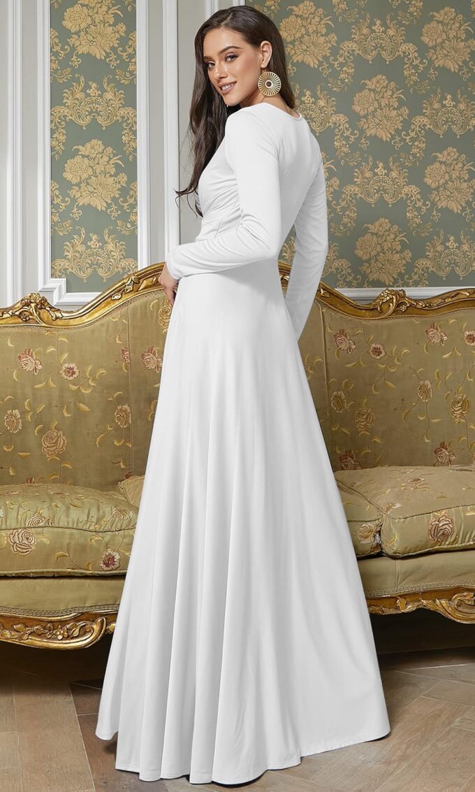 KOH KOH Womens Long Sleeve Flowy Empire Waist Fall Winter Party Gown – Bild 5