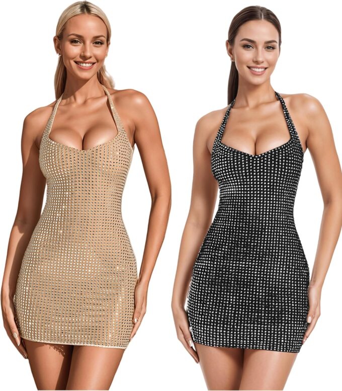 Fully Lined Stretchy Sequin Mini Dress for Women Cocktail,Prom,Night Out – Bild 7