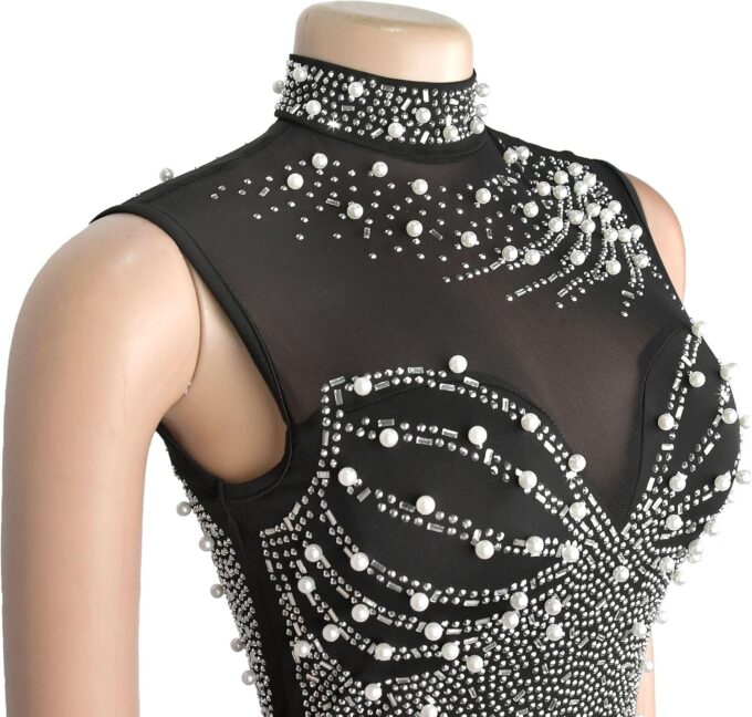 Nagfar Women's Sexy Rhinestone Dress Bodycon Birthday Christmas Party New Years Eve Club Nigth Gown – Bild 5
