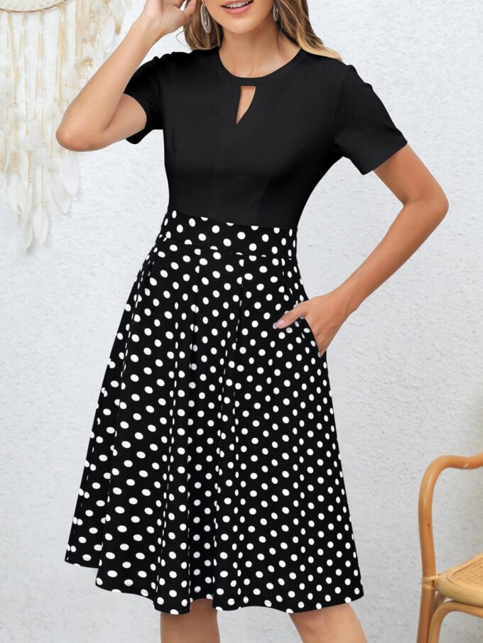 YATHON Women's Vintage Floral Flared A-Line Swing Casual Party Dresses with Pockets – Bild 4