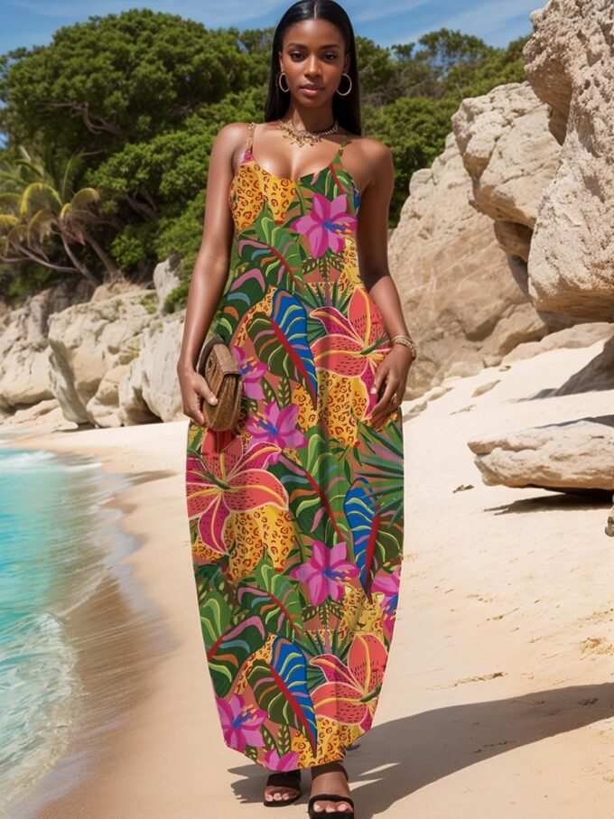 UOUA Hawaiian Dresses Women Plus Size Luau Party Sundress Summer Maxi Tropical Boho Beach Dress – Bild 3