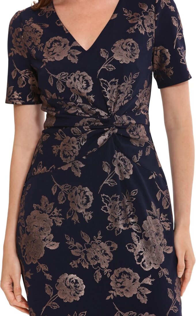 London Times Elegant Short Sleeve V-Neck Flounce Hem Tier | Cocktail Dresses for Women – Bild 5