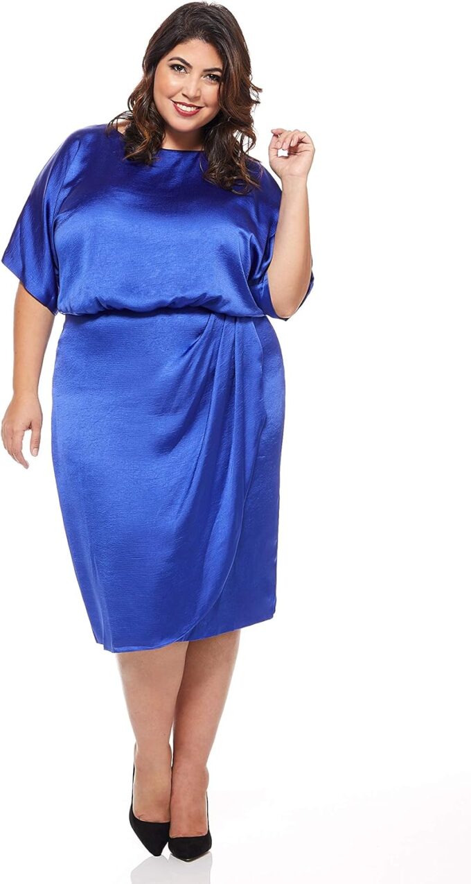 Maggy London Damen Women's Satin Draped Blouson Cocktailkleid – Bild 3