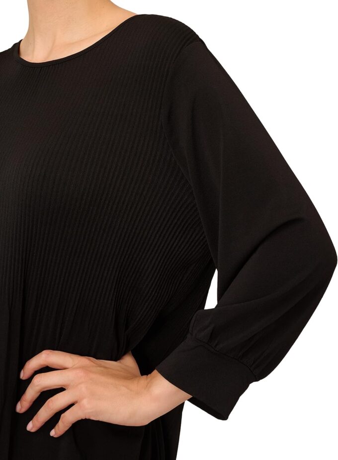 Adrianna Papell Damen Pleated Knit Crew Neck Dress Lässiges Kleid – Bild 4