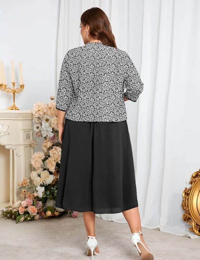 ZOMVA Plus Size Sparkly Mother of The Bride Dresses with Jacket 2 Piece Chiffon A-Line Dress Wedding Guest Formal – Bild 2