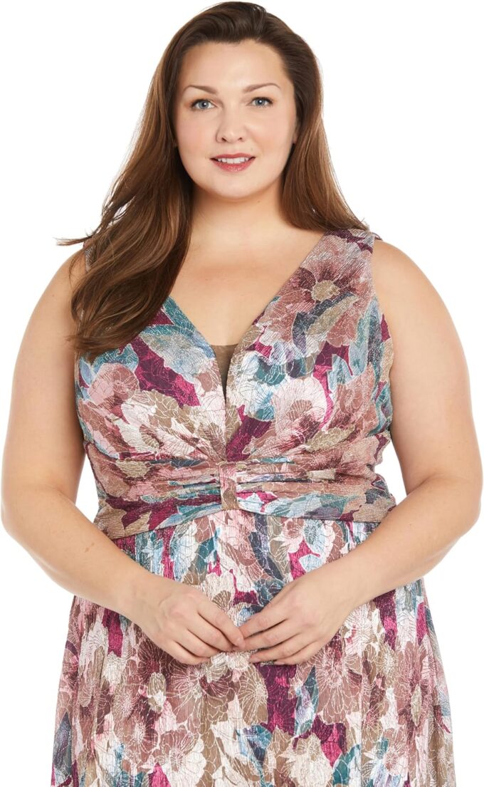 R&M Richards Women's Metallic Floral Formal Dress – Bild 5