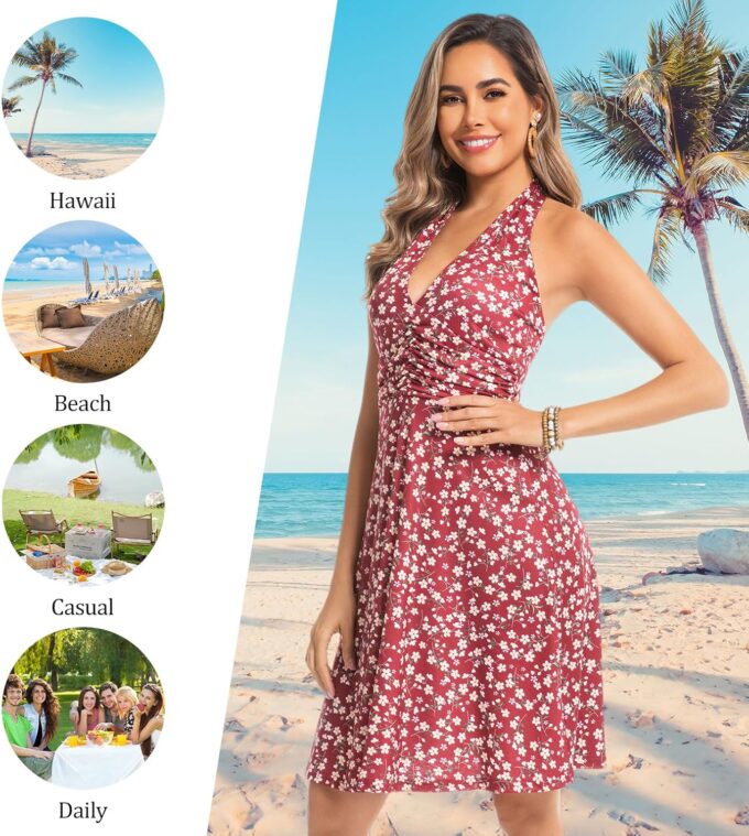 3 Pack Summer Dresses for Women 2025 Sexy Sleeveless Halter Neck Ruffle Sundress Spring Beach Vacation Clothes – Bild 5