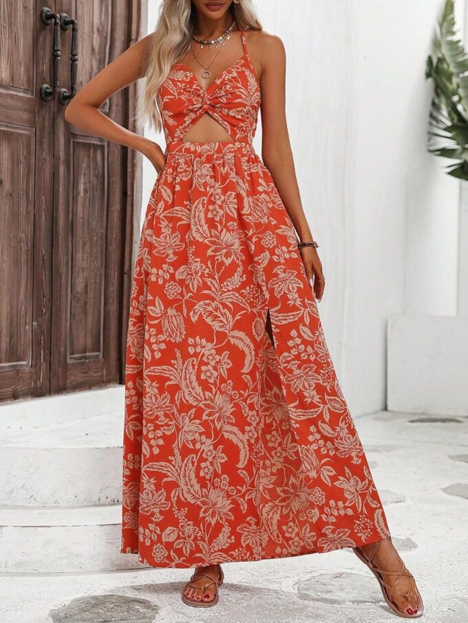 Womens Maxi Dress Long Flowy Halter Casual Cut Out Sexy Summer Floral Beach Sun Dresses for Women 2025 Vacation – Bild 7