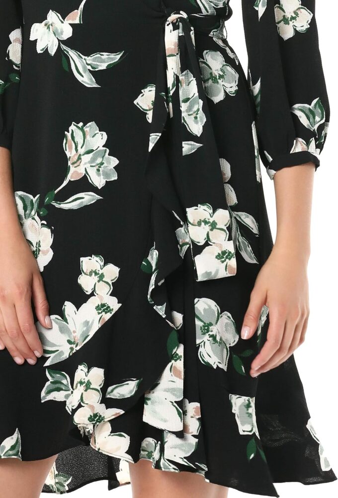 Donna Morgan Women's Stretch Crepe Floral Printed Wrap Dress – Bild 2