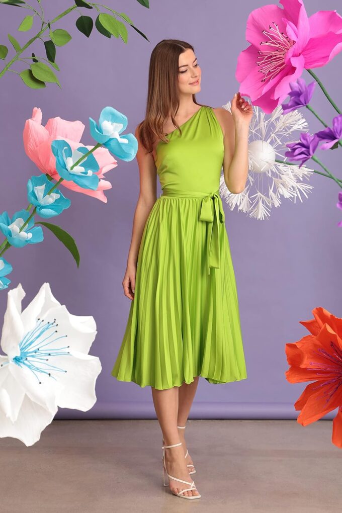 Maggy London Women's One Shoulder Pleated Skirt Dress Event Occasion Party Guest of – Bild 6