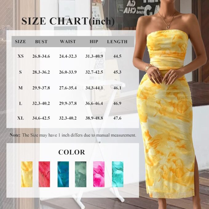 Women's Summer Strapless Dresses Maxi Bodycon Tube Top Dress Floral Beach Vacation Clothes for Women – Bild 6