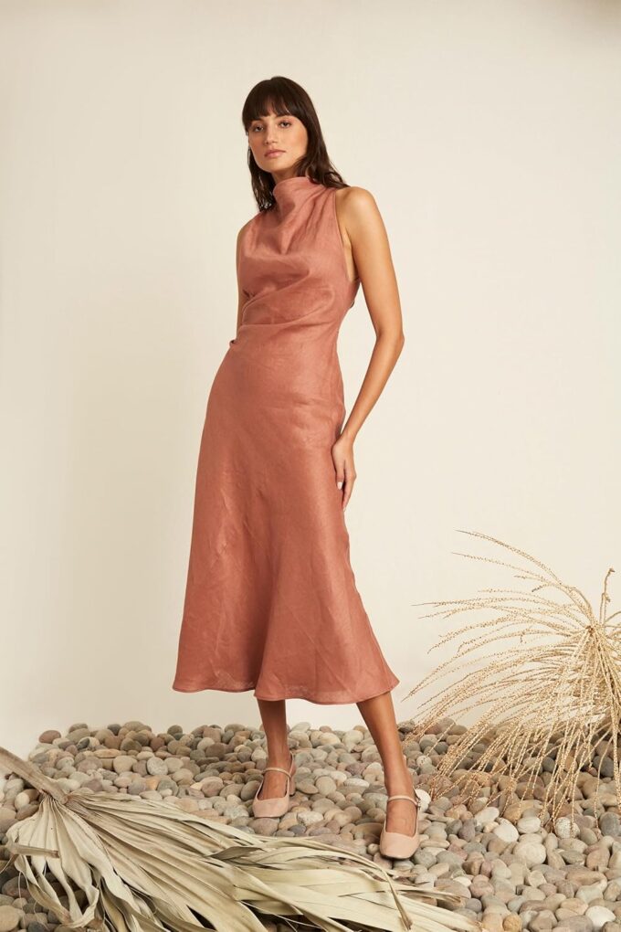 Elegant High Neck Sleeveless Midi Length Mermaid Cocktail Dresses for Women with Criss Cross Back – Bild 5