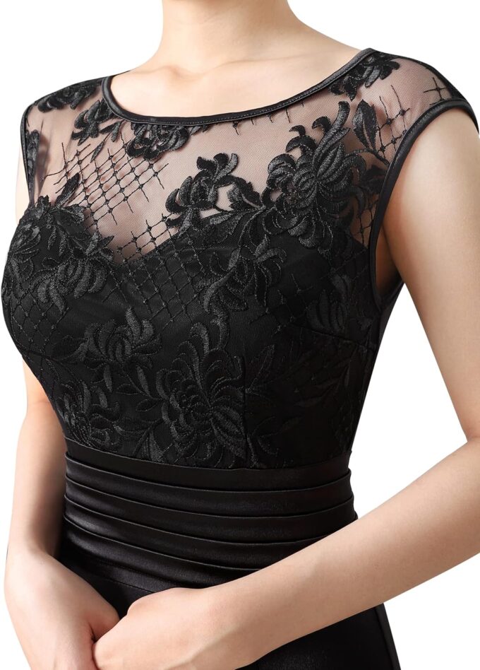 VFSHOW Womens Formal Ruched Ruffles Evening Prom Wedding Party Maxi Dress – Bild 3