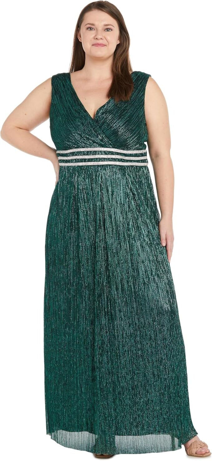 R&M Richards Womens Petites Metallic Long Evening Dress – Bild 4
