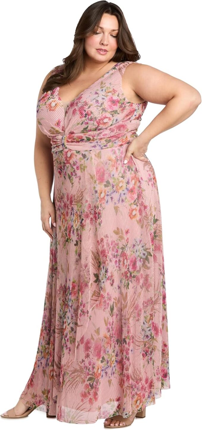 Crinkle Pleated Maxi Dress W/Ruffle Cascade Side – Bild 5