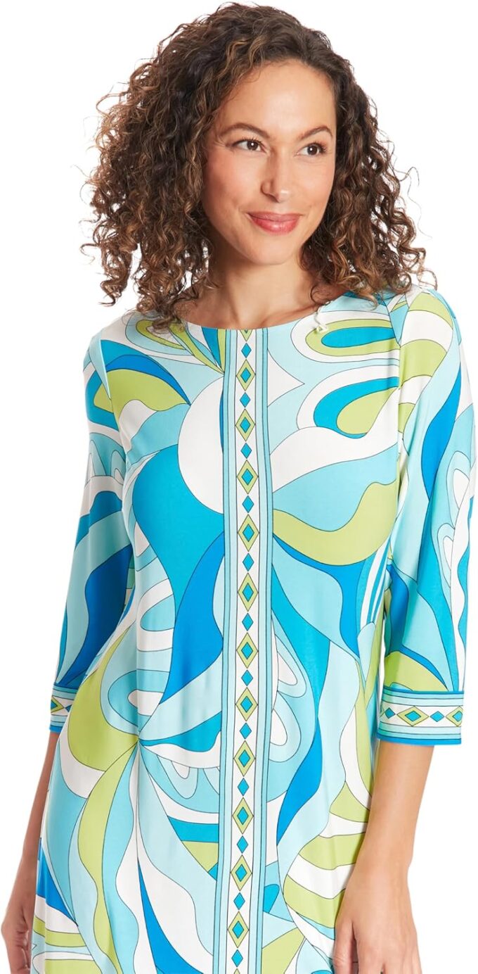 London Times Women's Knee-Length Shift Dress-3/4 Sleeves with Decorative Trim-Versatile Cocktail Dresses – Bild 4