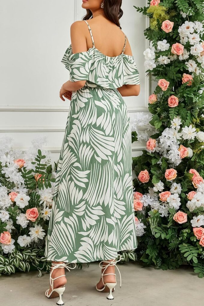 Women's Casual Summer Cold Off The Shouder Empire Waist Maxi Dresses 2025 for Vocation Beach – Bild 6