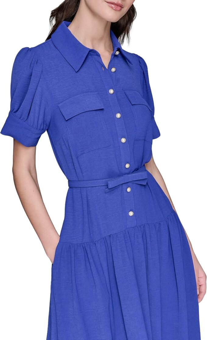 KARL LAGERFELD Women's Short Sleeve Collared Shirtdress – Bild 7