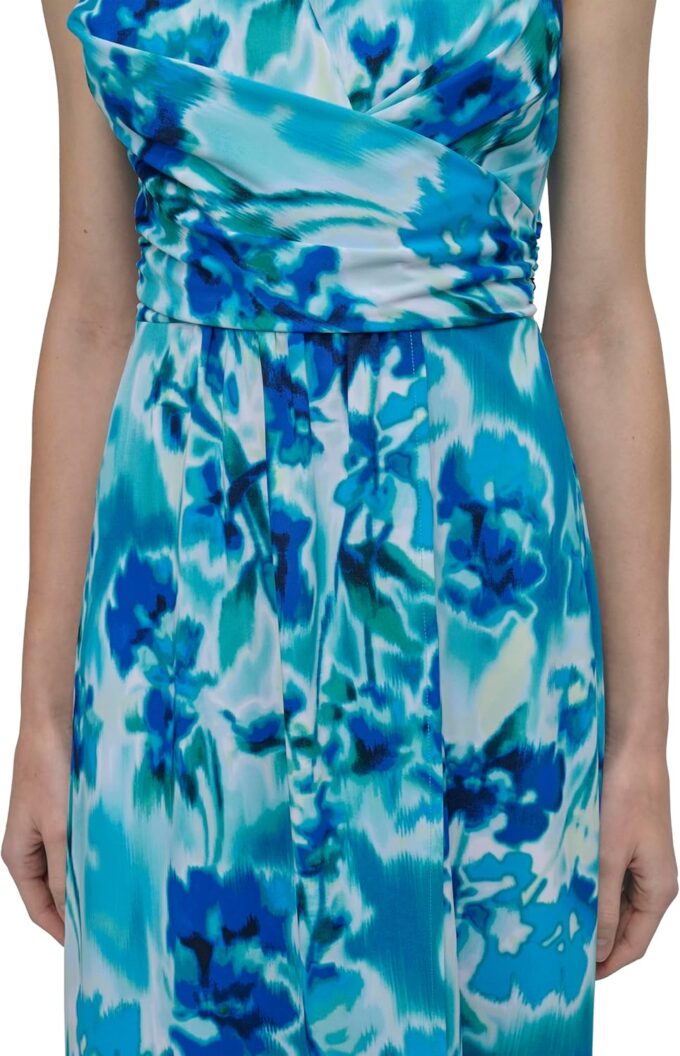 DKNY Women's Sleeveless Surplice Neck Side Ruching Midi Dress – Bild 6