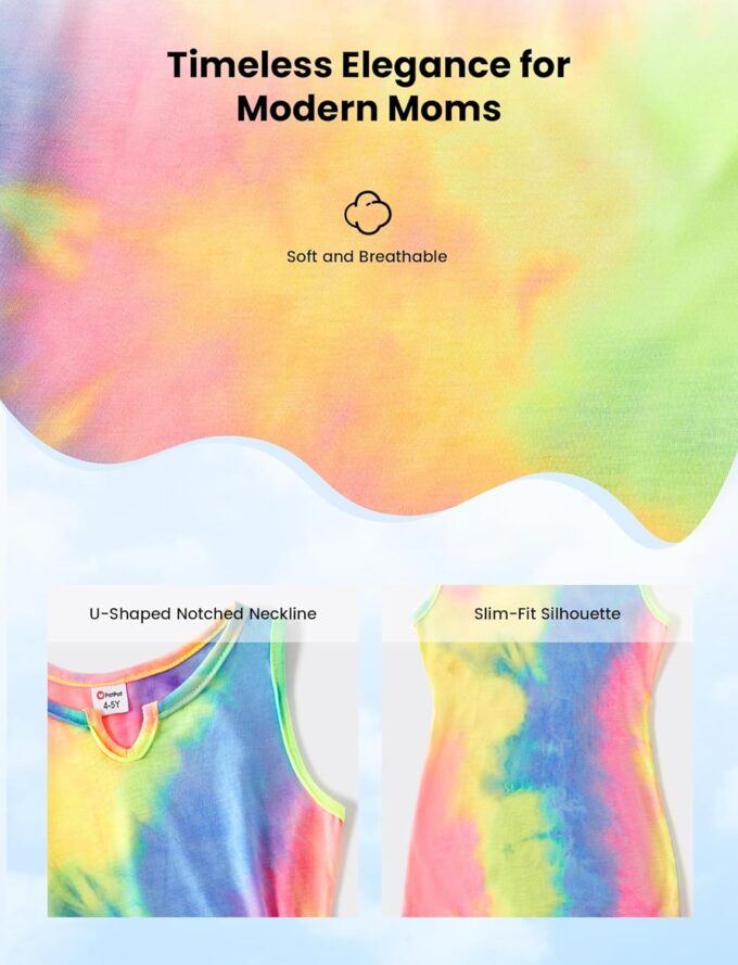 PATPAT Matching Tie-dye Mommy and Me Dresses:Sleeveless Casual Sundress, Summer Vancation Beach Dresses for Outing Photoshoot – Bild 5