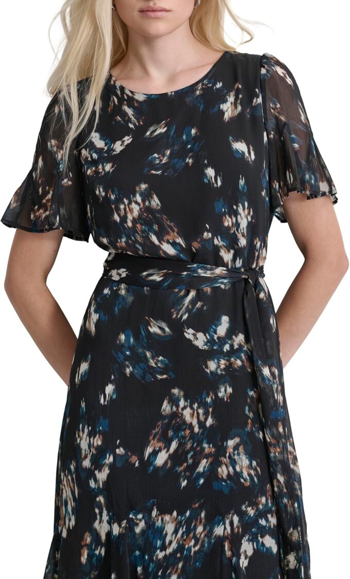 DKNY Women's Flutter Sleeve V-Neck Dress – Bild 2