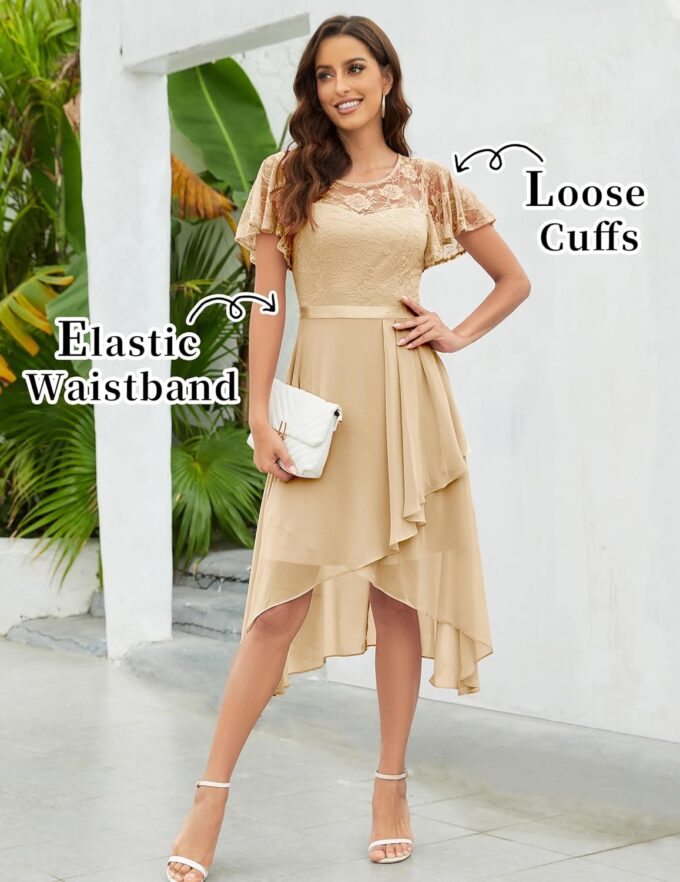 Wedtrend Women's Formal Dress Ruffle Cocktail Party Dress Flutter Sleeve Fall Wedding Guest Dress – Bild 2