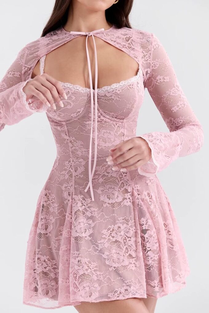 Sexy Corset Dress Lace Strap Dress Floral Dress Long Bell Sleeve Cover Up Skater Dresses Cocktail Dresses – Bild 2