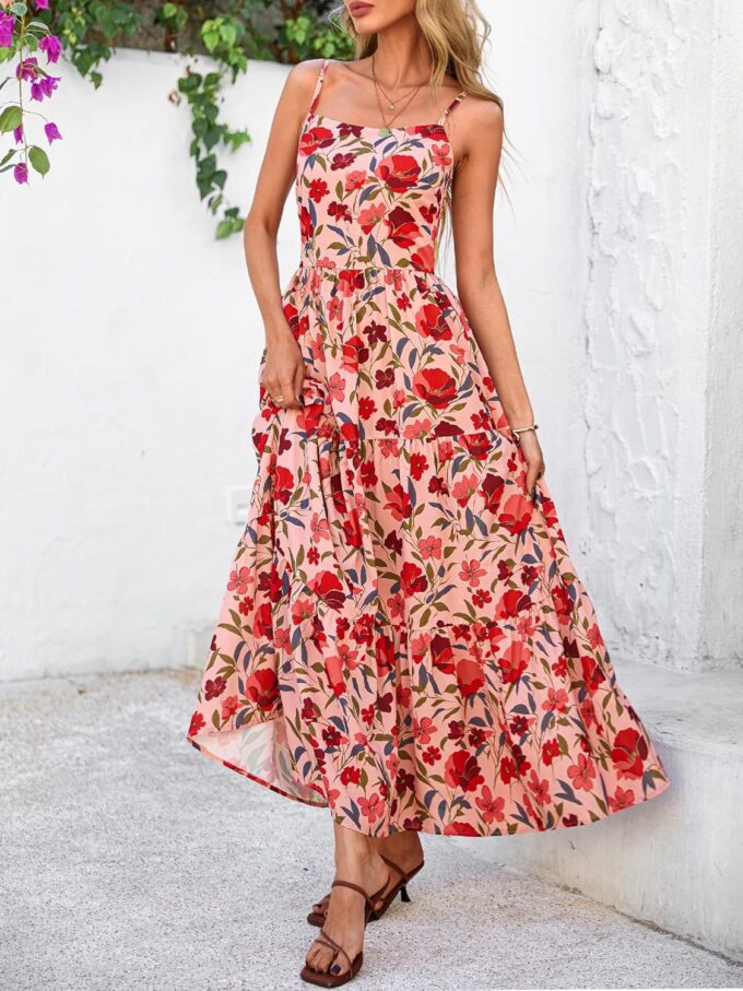 NOLLSOM Women's Summer Dress 2025 Casual Floral Boho Maxi Dresses Sleeveless Spaghetti Strap Long Beach Sun Dresses – Bild 7