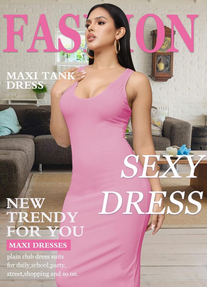 Bodycon Maxi Dress for Women Summer Casual Comfy Sexy Long Sundress Basic Fitted Tank Dresses Club Party Beach 2025 – Bild 3