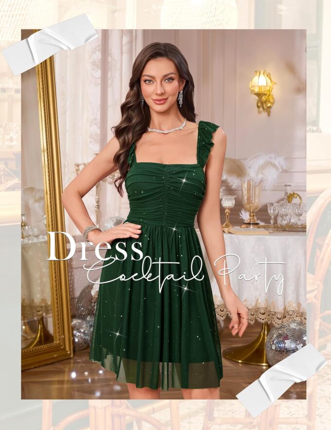 Wedtrend Sparkly Dresses for Women Mesh Mini Dress Sleeveless Ruched Cocktail Dress 80s Prom Homecoming Dresses – Bild 6