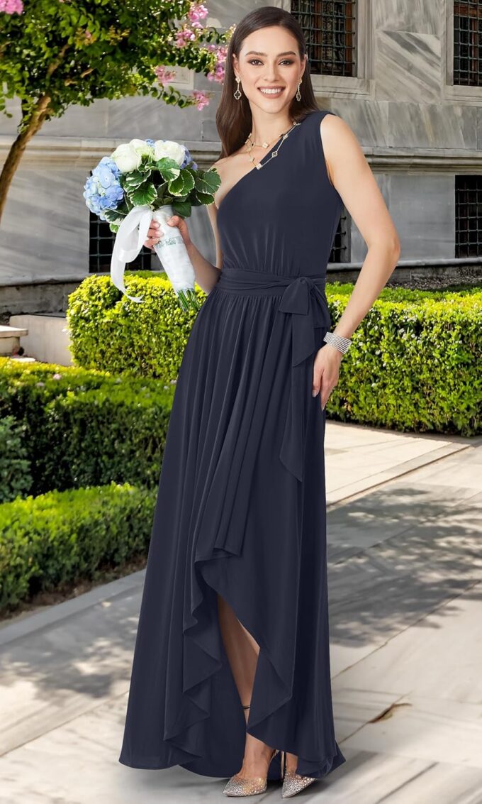 KOH KOH Womens 2025 One Shoulder Cocktail Bridesmaid Wedding Guest Maxi Dress – Bild 3