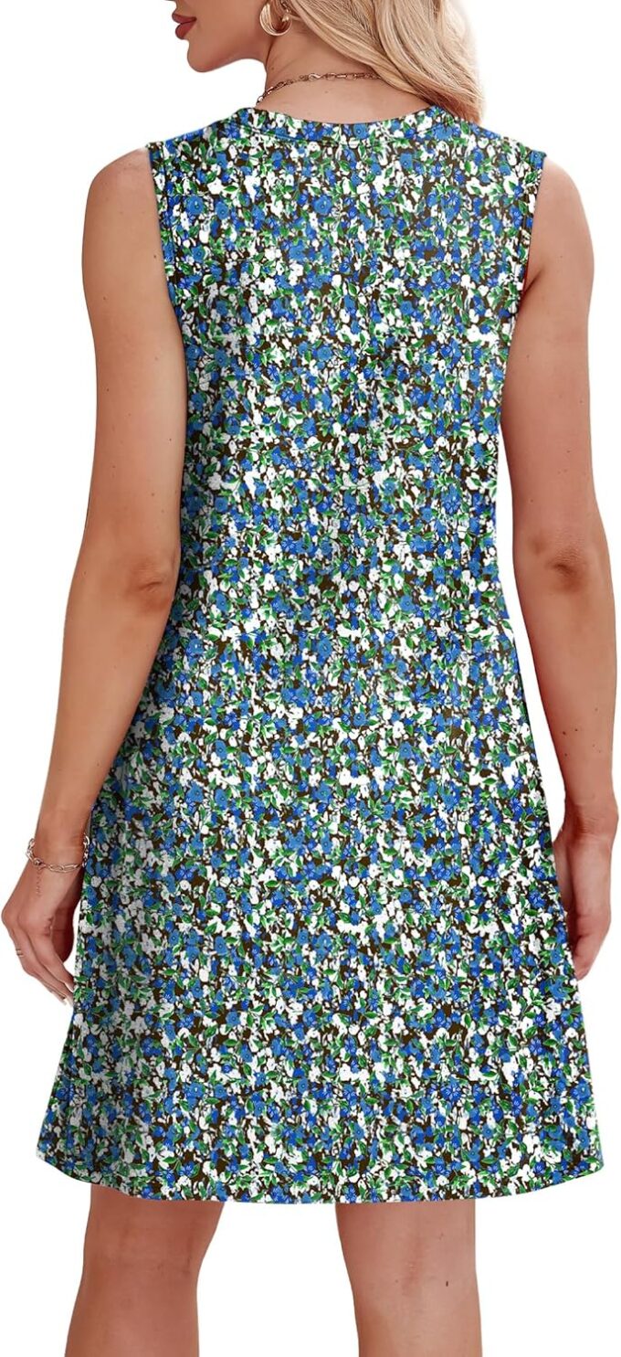 WIHOLL Summer Dresses for Women 2025 Loose Crew Neck Sleeveless Sundresses Casual Swimsuit Coverup with Pockets – Bild 5